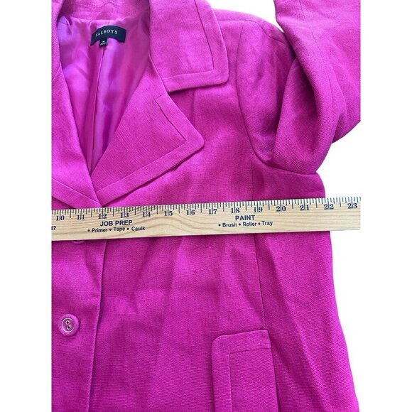 Talbots Pink Blazer 16 Lined 100% Linen 3/4 Sleeve Shoulder Pads - Picture 7 of 8